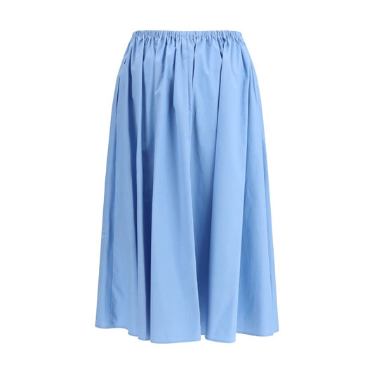 Blue Cotton Midi Skirt