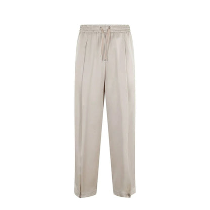 Beige Acetate Casual Pants