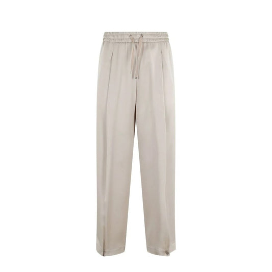 Beige Acetate Casual Pants