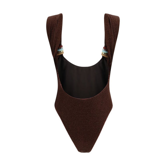 Brown Polyamide One-Piece Swimsuit