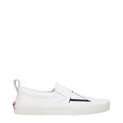 White Fabric Slip-On Loafers