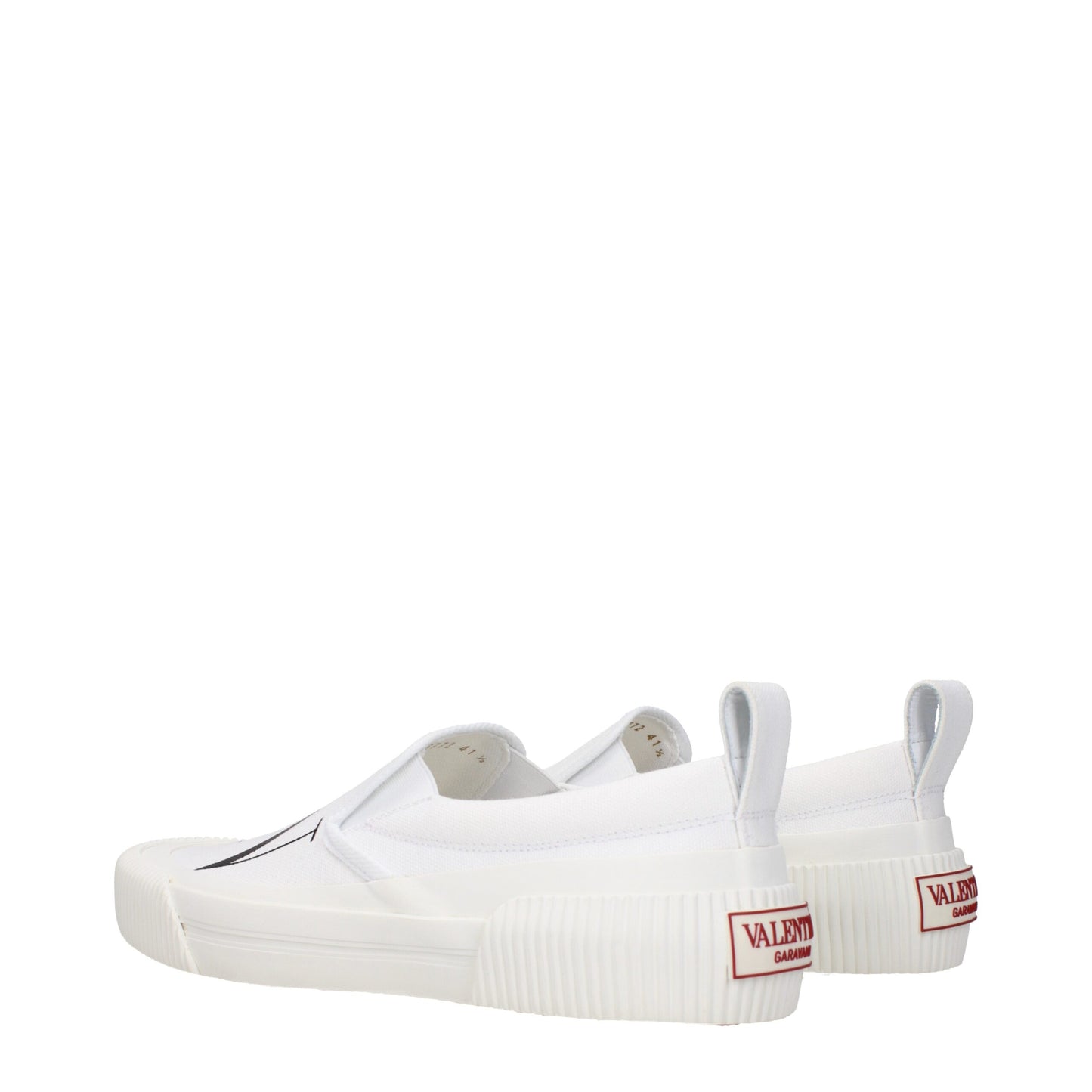 White Fabric Slip-On Loafers