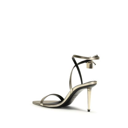 Gold Calf Leather Bos Taurus Stiletto Heel Sandals