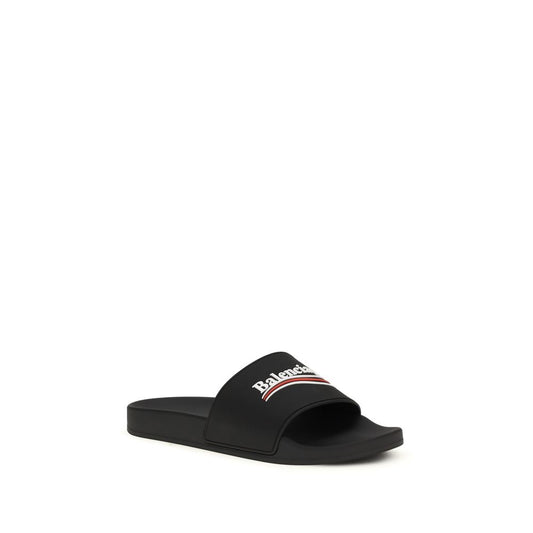Black Polyurethane Sandals