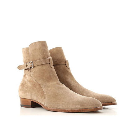 Beige Calfskin Ankle Boots