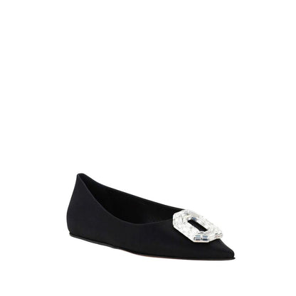 Black Silk Ballet Flats