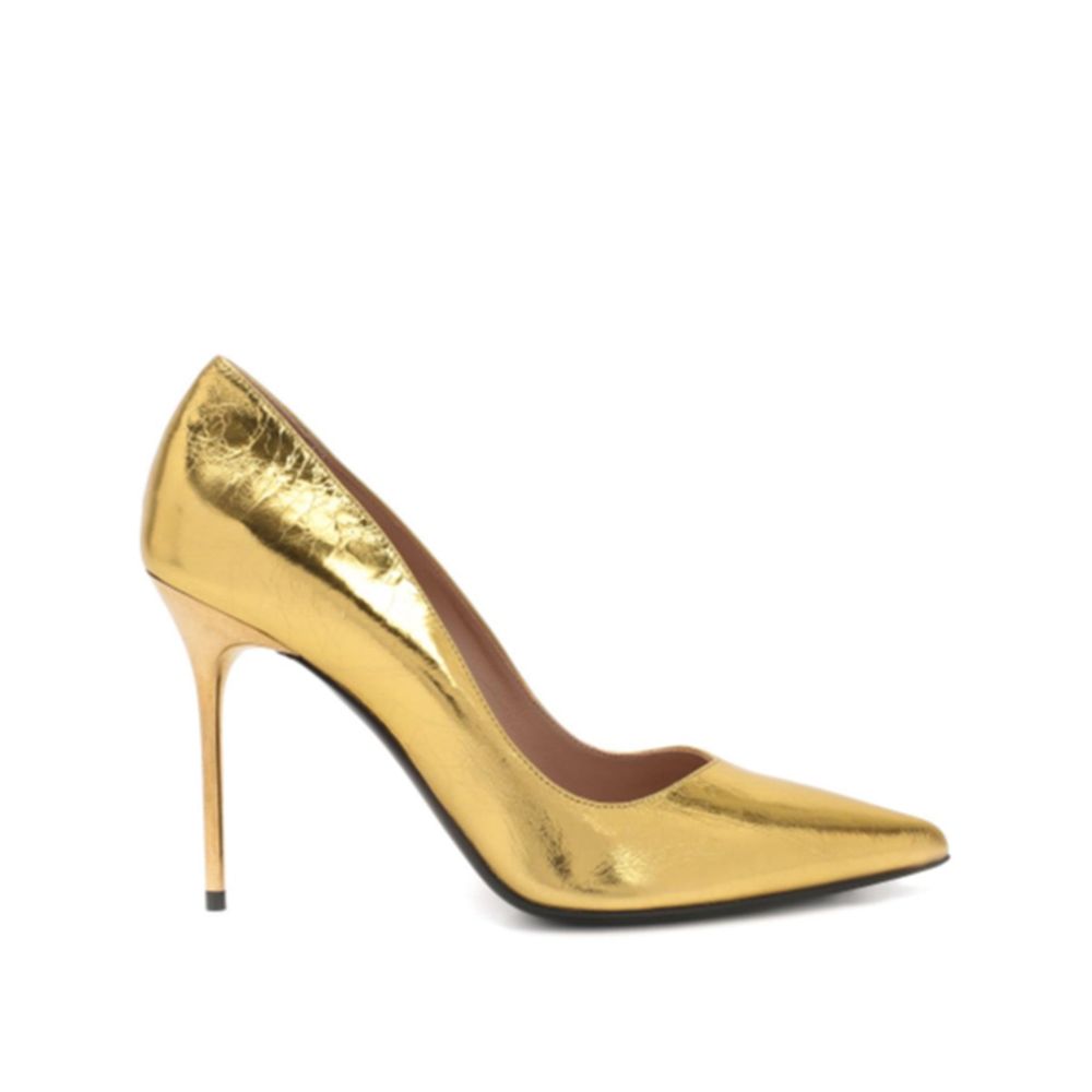 Gold Calfskin High Heel Pumps