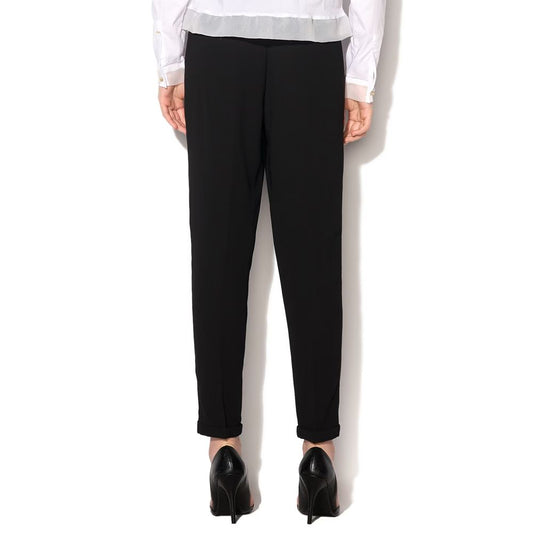 Black Polyester Casual Pants