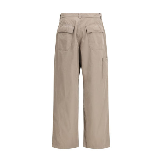 Beige Cotton Casual Pants