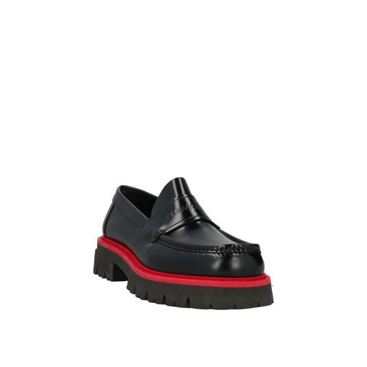 Black Leather Platform Loafers
