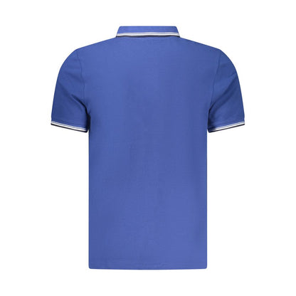 Blue Cotton Men Polo Shirt