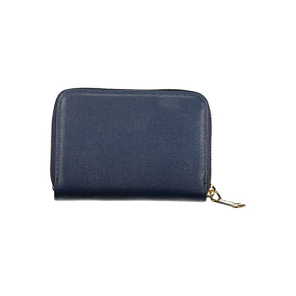 Blue Polyurethane Women Wallet