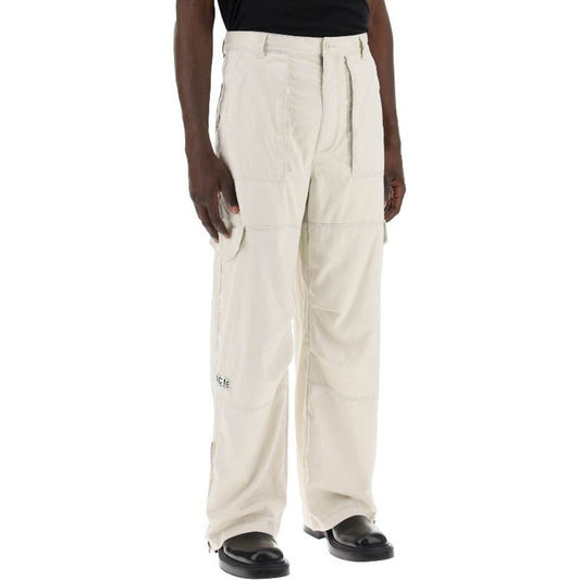 Beige Polyester Cargo Pants