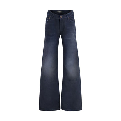 Blue Cotton Flared Jeans