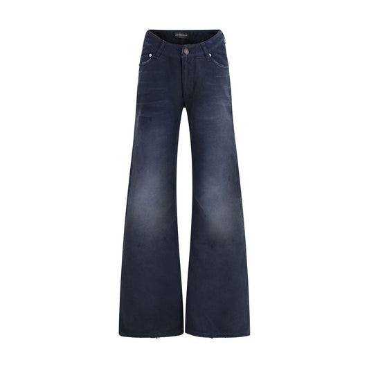 Blue Cotton Flared Jeans