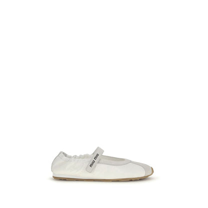 White Fabric Ballet Flats