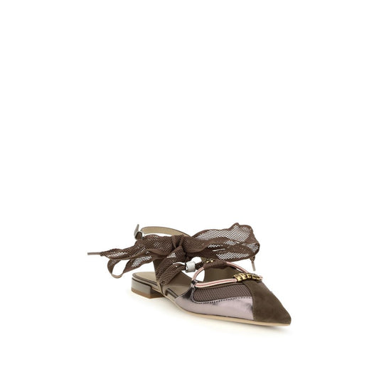 Brown Calf Leather Bos Taurus Ballet Flats