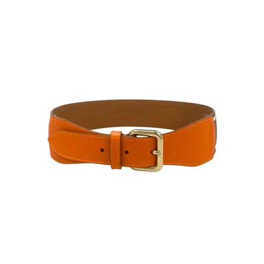 Orange Leather Women Belt
