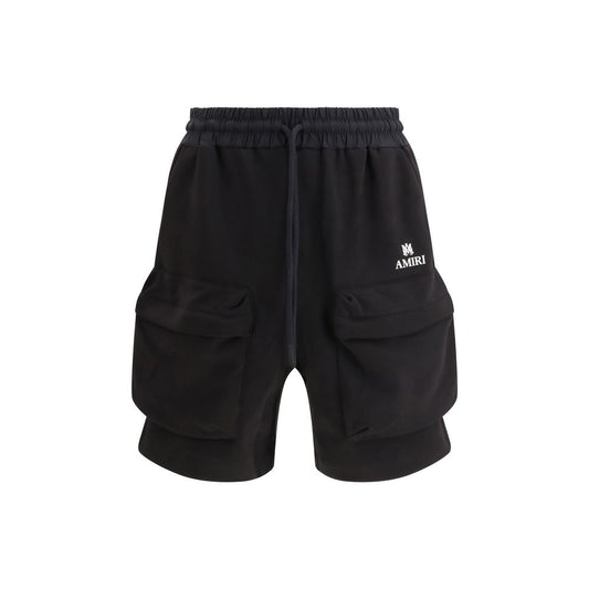 Black Cotton Bermuda Shorts