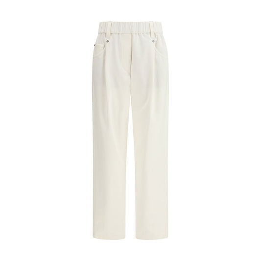 Beige Cotton Casual Pants