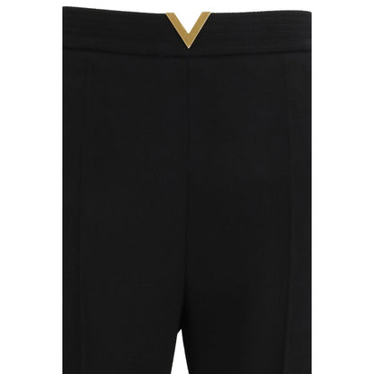 Black Fleece Wool Flared Pants