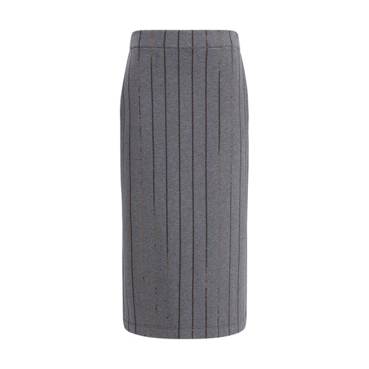 Gray Cotton Midi Skirt