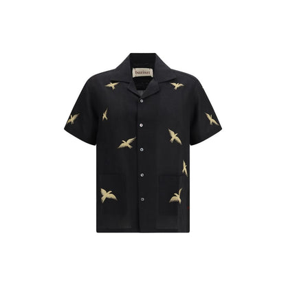 Black Cotton Pattern Shirt