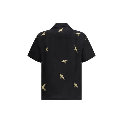 Black Cotton Pattern Shirt