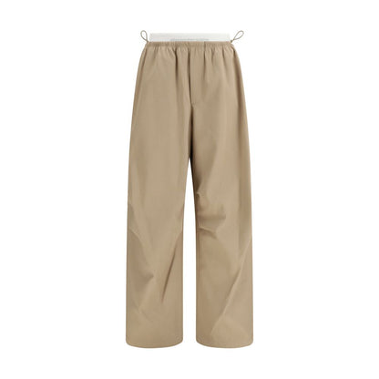 Beige Cotton Casual Pants