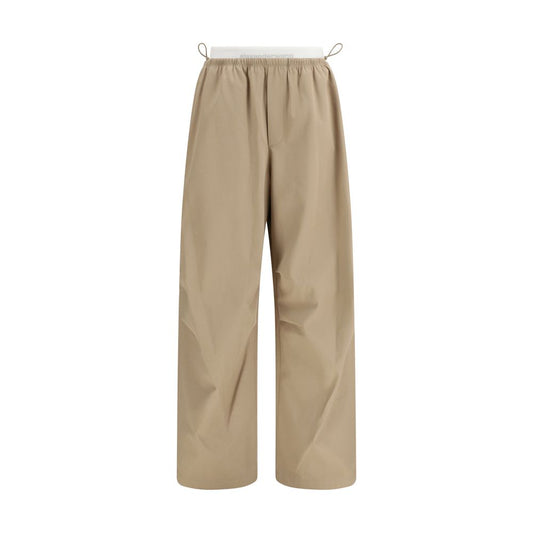 Beige Cotton Casual Pants
