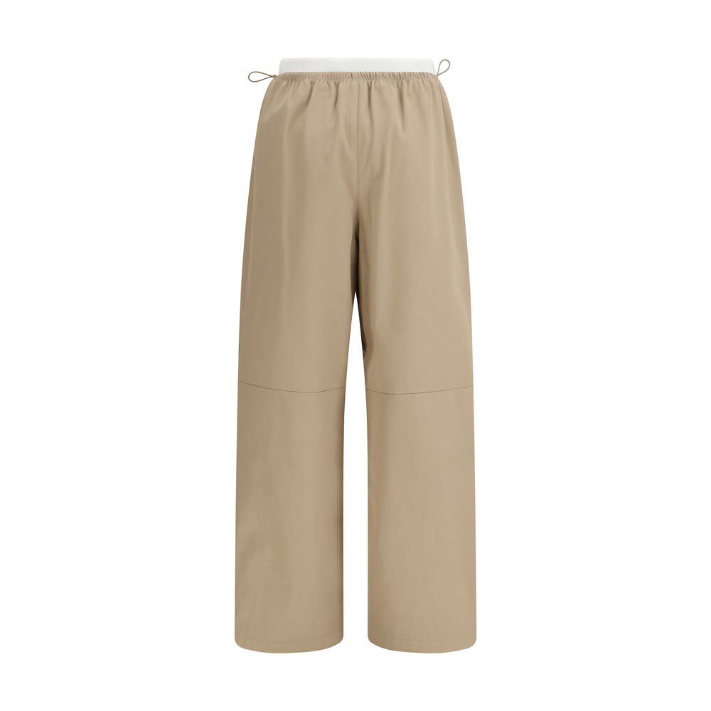 Beige Cotton Casual Pants