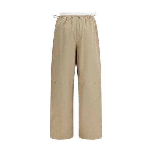 Beige Cotton Casual Pants