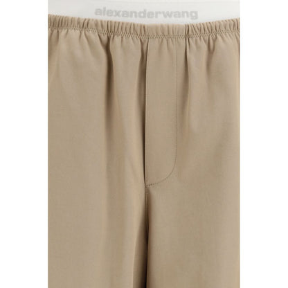 Beige Cotton Casual Pants
