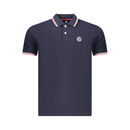 Blue Cotton Men Polo Shirt