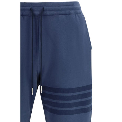 Blue Cotton Casual Pants