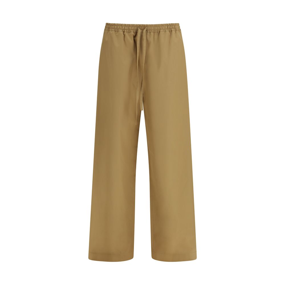 Beige Cotton Casual Pants