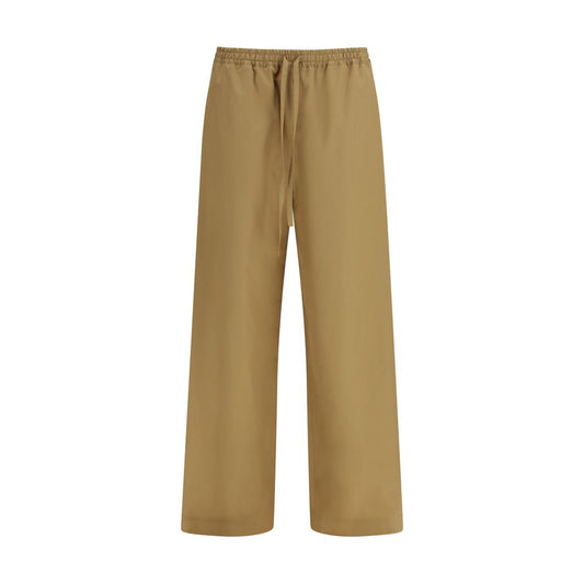 Beige Cotton Casual Pants