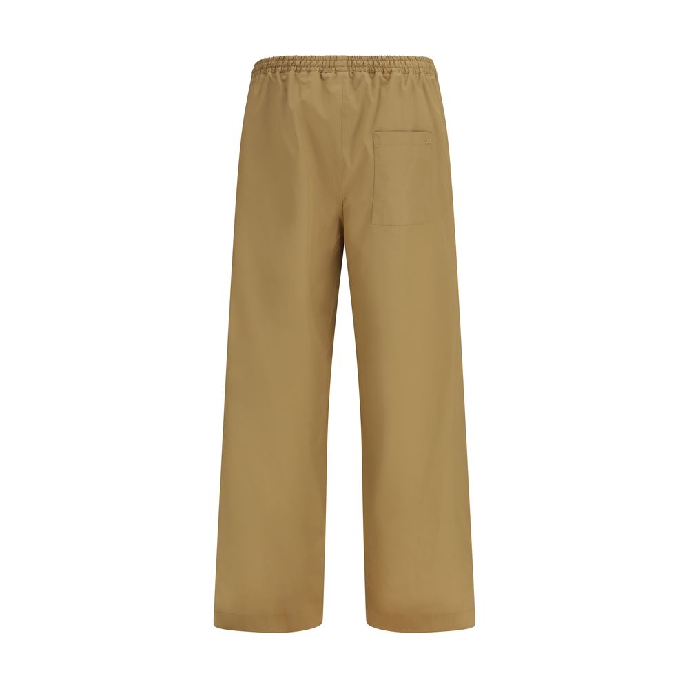 Beige Cotton Casual Pants