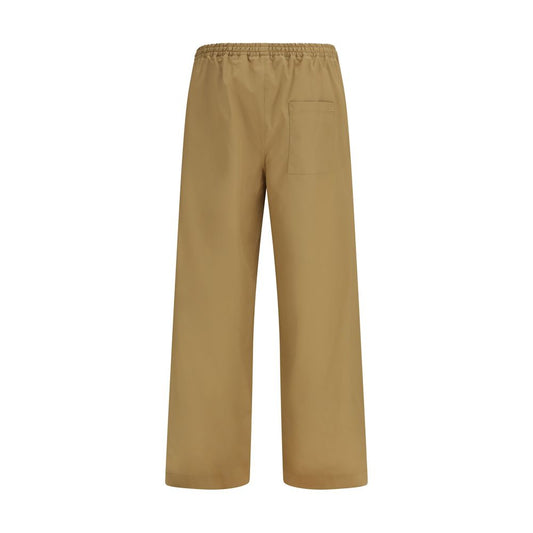Beige Cotton Casual Pants