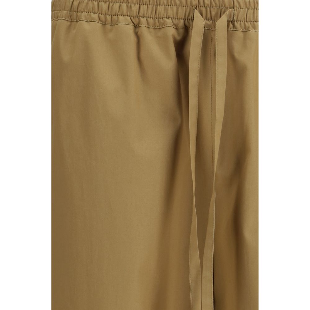 Beige Cotton Casual Pants
