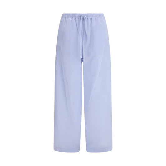 Blue Cotton Casual Pants