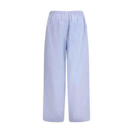 Blue Cotton Casual Pants