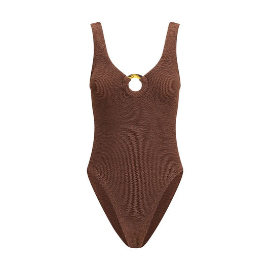 Brown Polyamide One-Piece Swimsuit