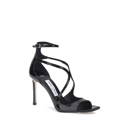 Black Calf Leather Bos Taurus Stiletto Heel Sandals