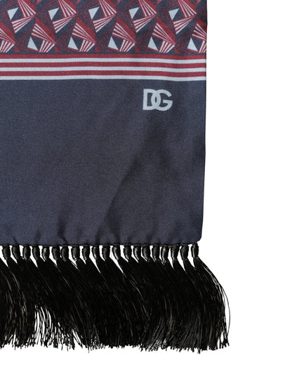 Multicolor Geometric Pattern Silk Fringe 142cm X 15cm Scarf