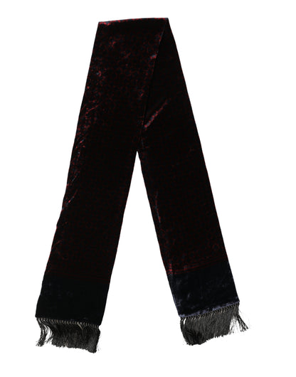 Black Red Rayon Geometric Pattern Fringe 140cm X 16cm  Scarf