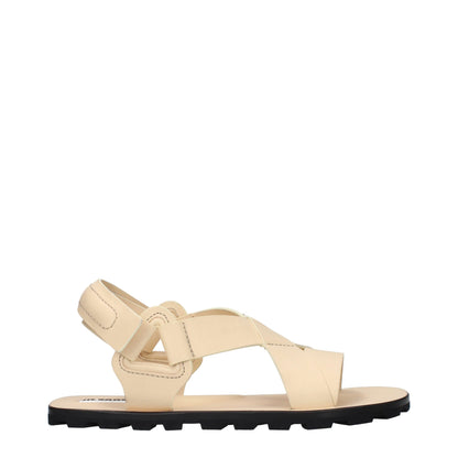 Beige Leather Strap-On Sandals