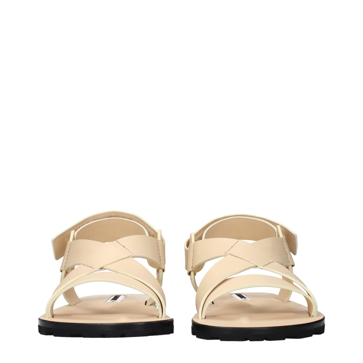 Beige Leather Strap-On Sandals