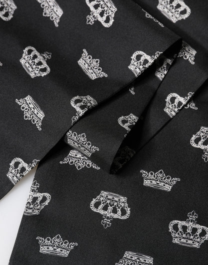 Black Silk Crown Fringes Neck Wrap Shawl 136cm X 15cm Scarf