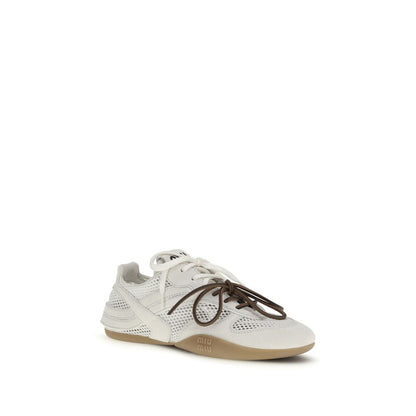 White Polyester Athletic Sneakers